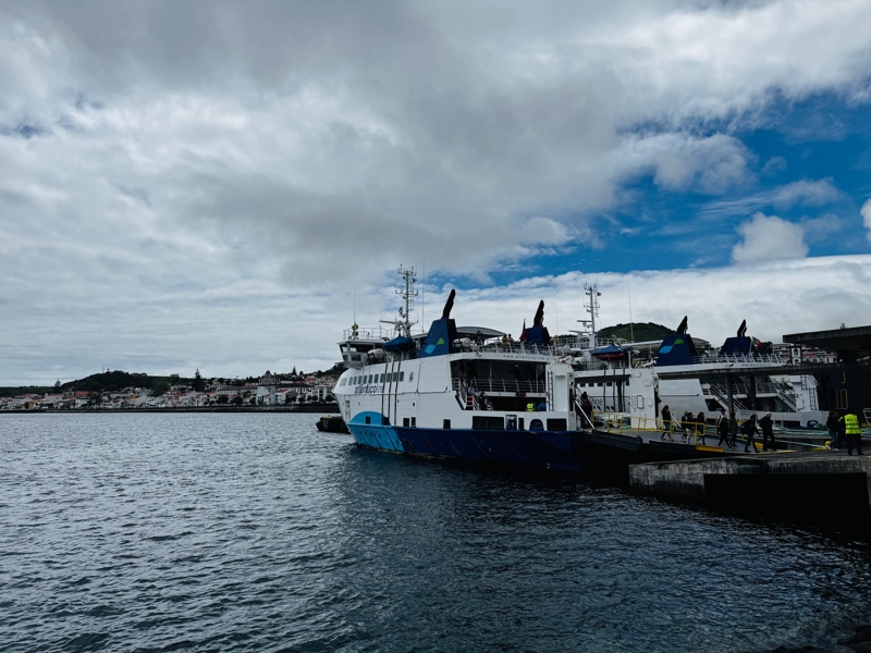 A view of the harbour on Faial where the ferries dock A view of the harbour on Faial where the ferries dock