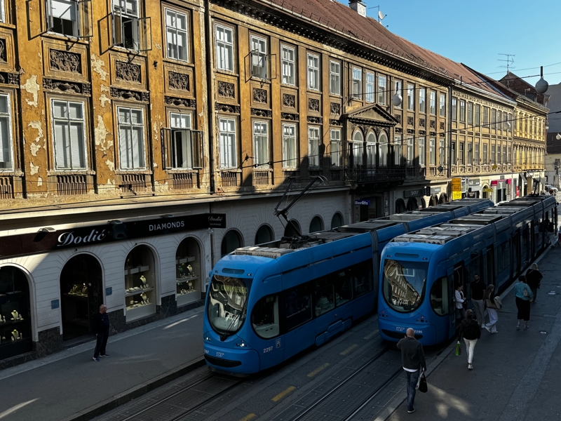 Trams outside our hotel window in Zagreb Trams outside our hotel window in Zagreb