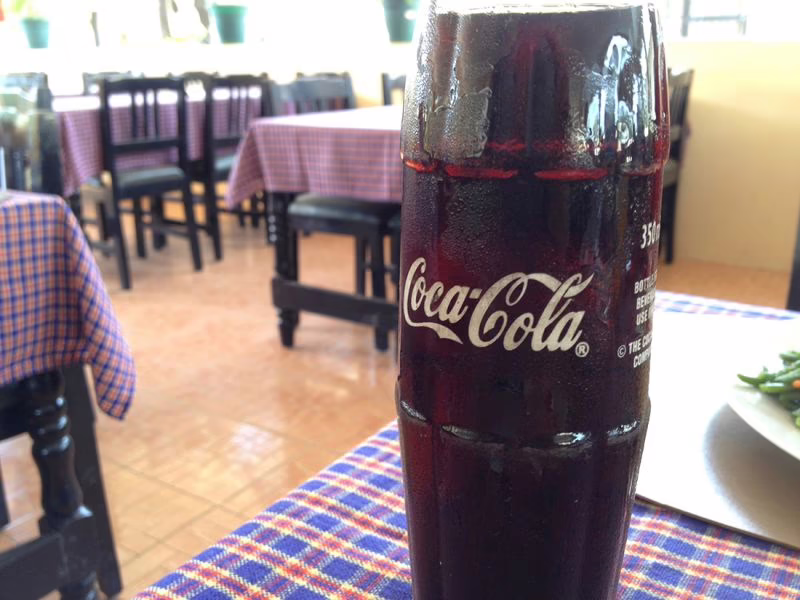 A couple of days off the summit and back in Moshi at the hotel there was only one thing to order at lunch: a frosty cold Coke, in a real glass bottle. Perfect!