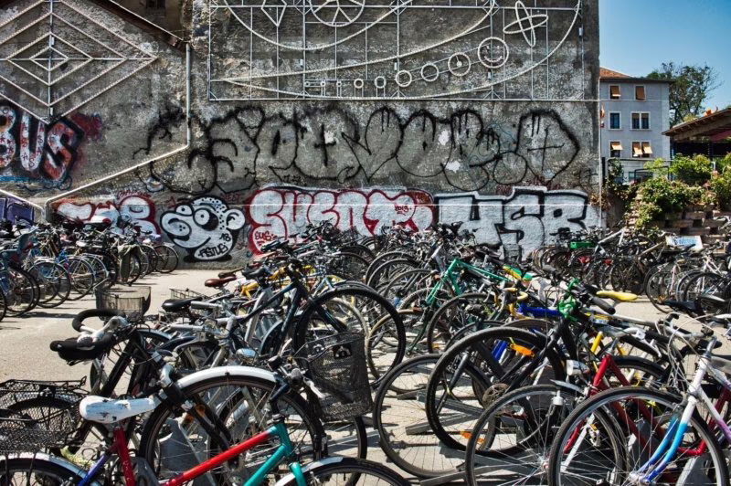 Bikes are everywhere on the streets of Geneva.