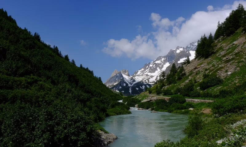 The view from the Italian side is more rocky and rugged.